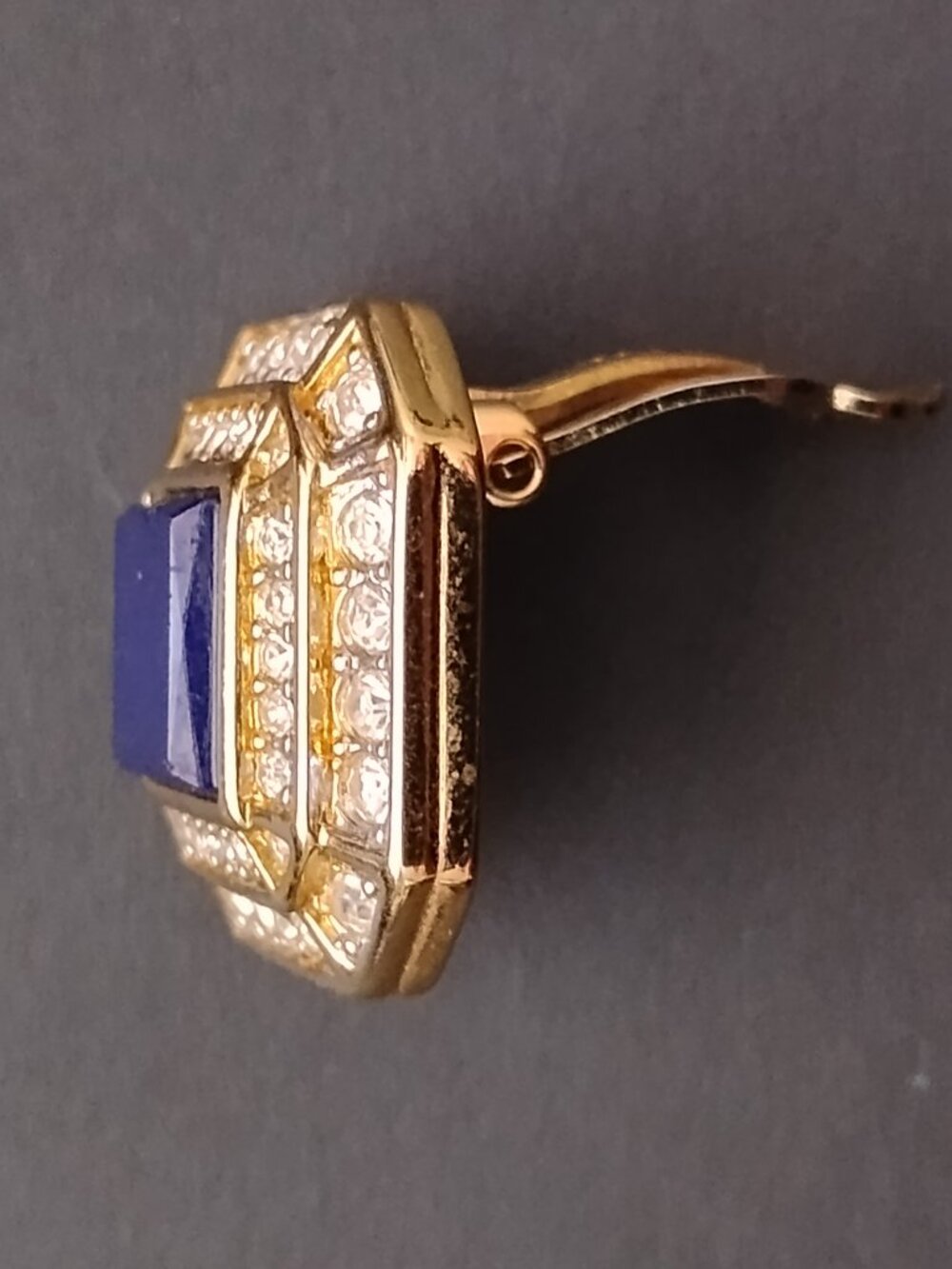 Vintage Nina Ricci D'Orlan 22k Gold Faux Lapis Swarovski Crystal Set Signed - Picture 6 of 10